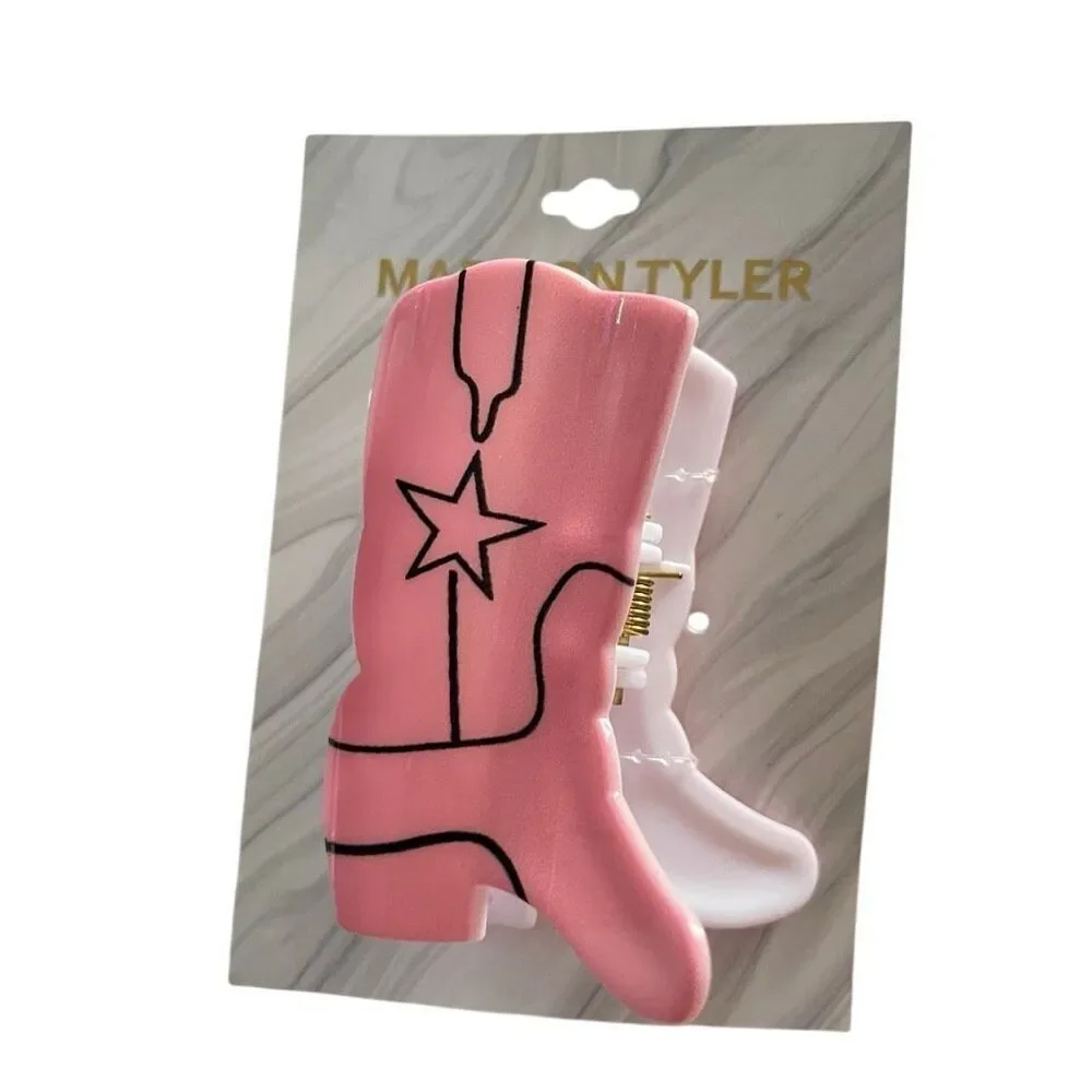 Madison Tyler Pink Western Cowboy Boot Hair Claw Clip Rodeo Country New